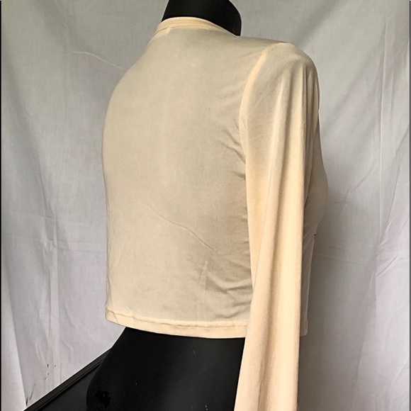 ROMWE - Beige Crop Top Long Sleeves - Picture 6 of 10
